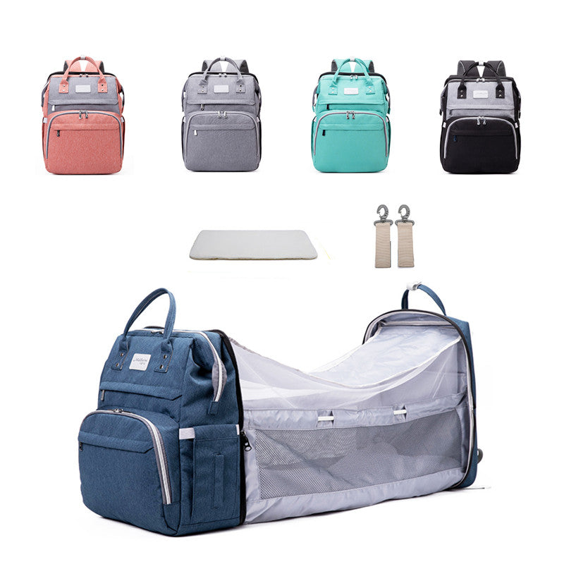 Mochila Maternal 2 en 1 con Cuna Plegable y Mosquitera