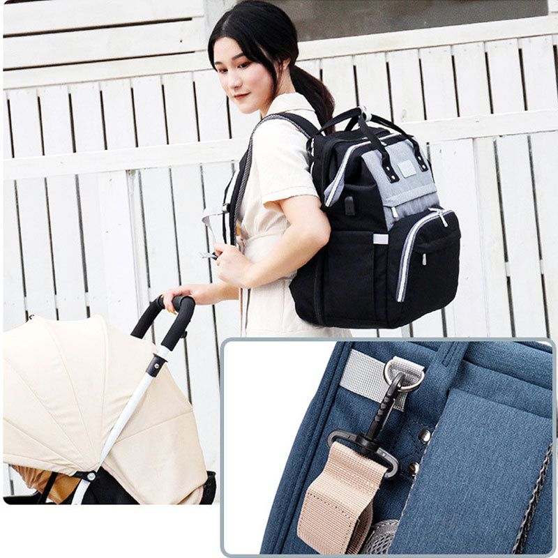 Mochila Maternal 2 en 1 con Cuna Plegable y Mosquitera