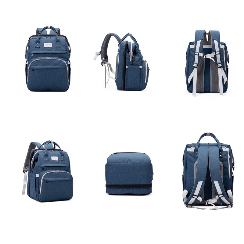 Mochila Maternal 2 en 1 con Cuna Plegable y Mosquitera